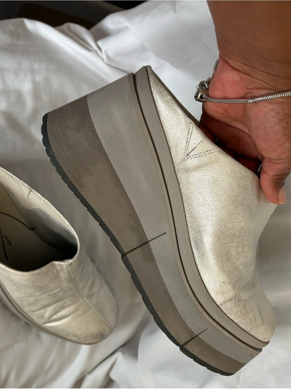 Coach Metallic Silver Platform Clogs